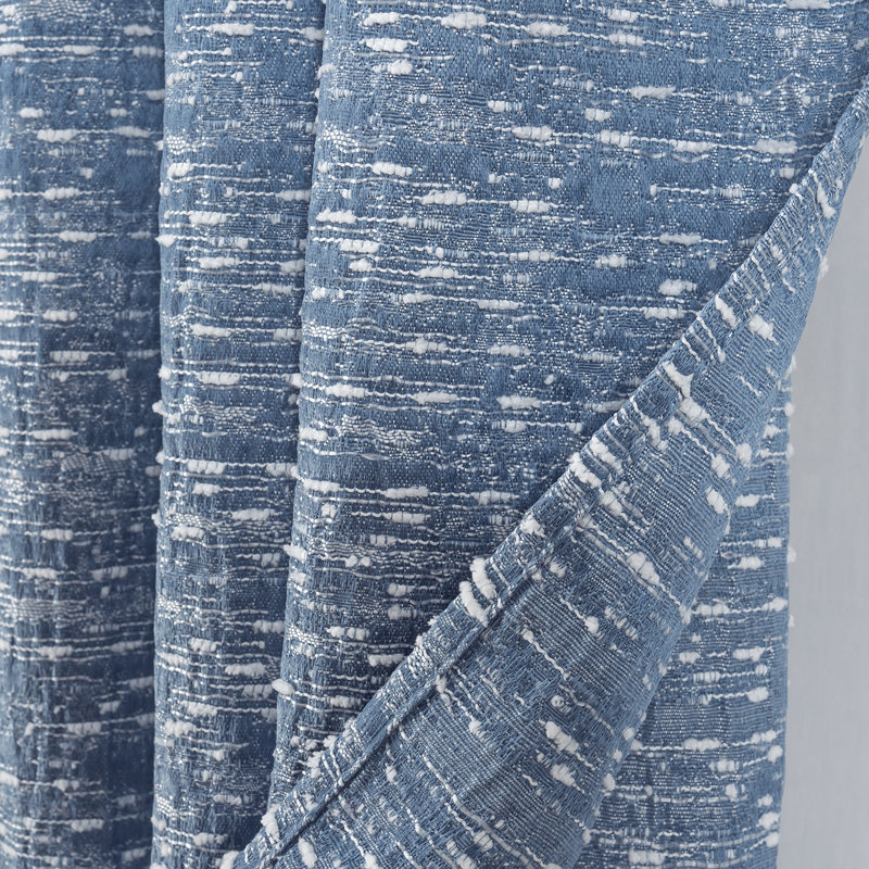Paire de rideaux en jacquard tissé Aryella, Bleu foncé, 54 po x 90 po, 1