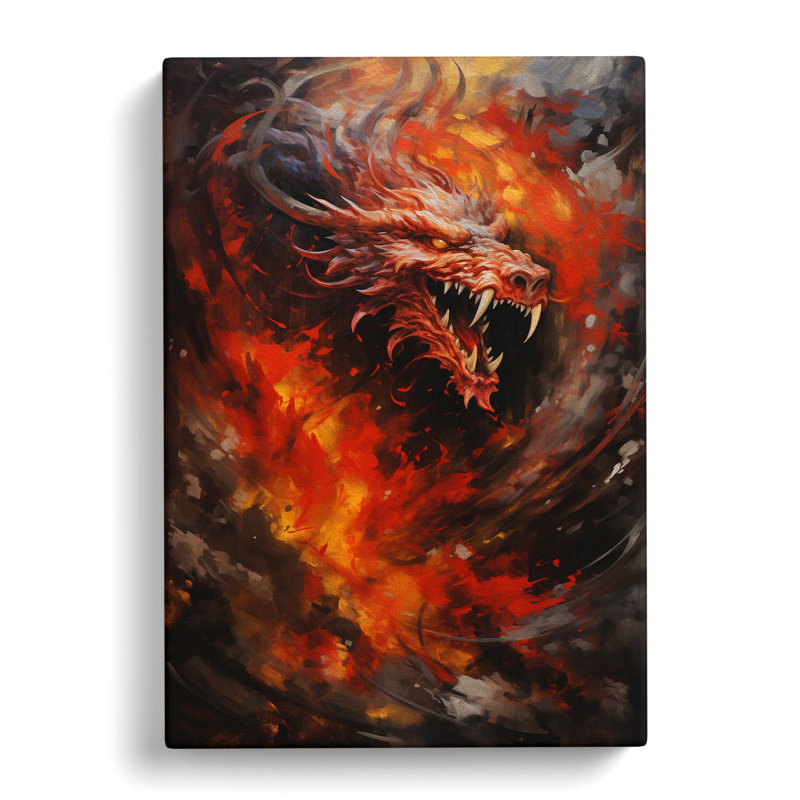 Chinese Dragon Action Painting - Wrapped Canvas, 76cm H x 50cm W x 3cm D