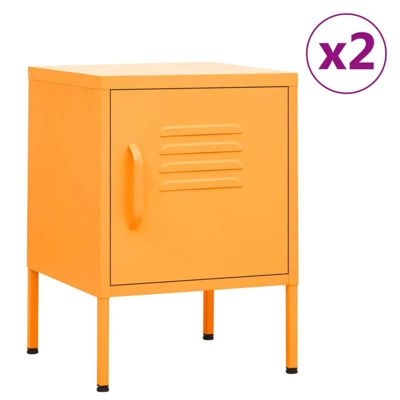 Airon 35cm W Steel Bedside Table, Mustard Yellow