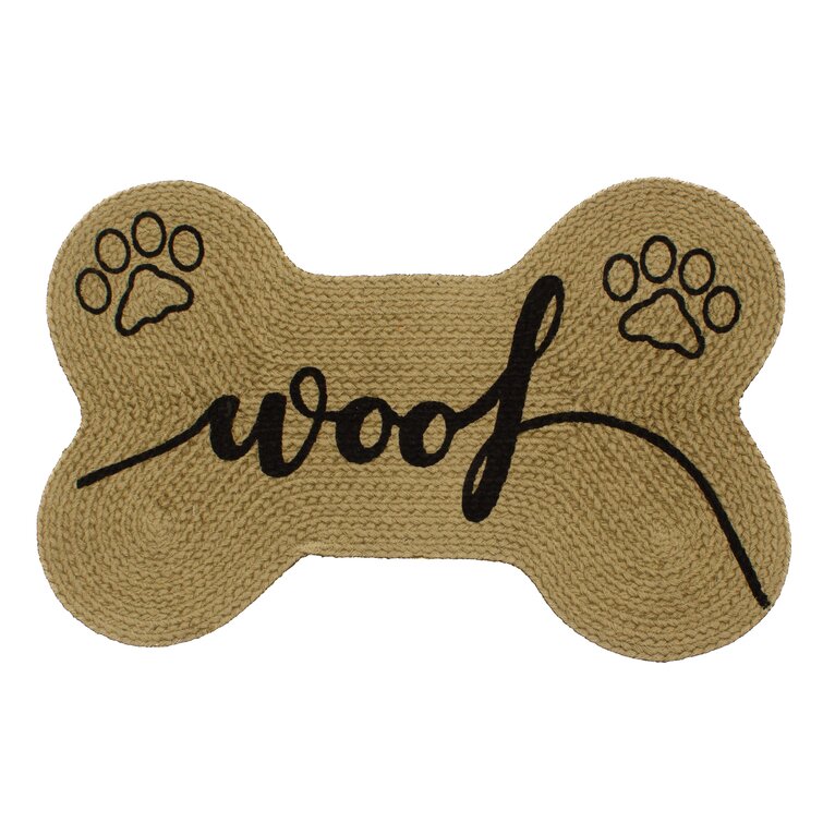 Super Area Rugs Decorative Dog Feeding Mat Natural Cotton Easy Clean Woof  Bone Shaped 15 X 23 Grey & Reviews