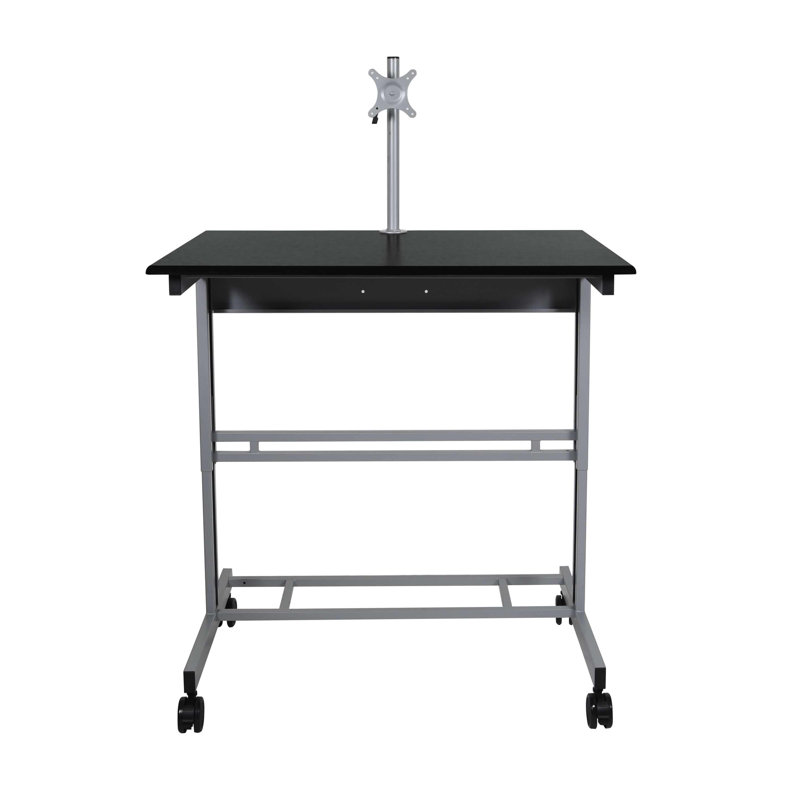 Zarella Adjustable Metal Base Standing Desk, 42.75" H x 39.25" W x 28.5" D, Black/Silver