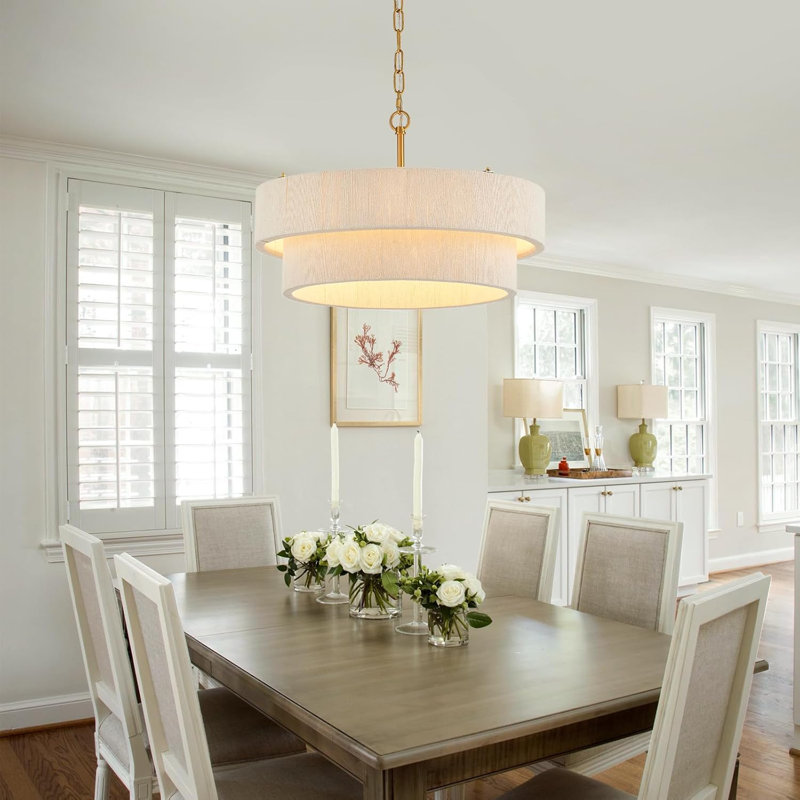 Dia 19.69 Inches, 6-Light Modern Farmhouse Chandelier With Hand-Weaving Shade