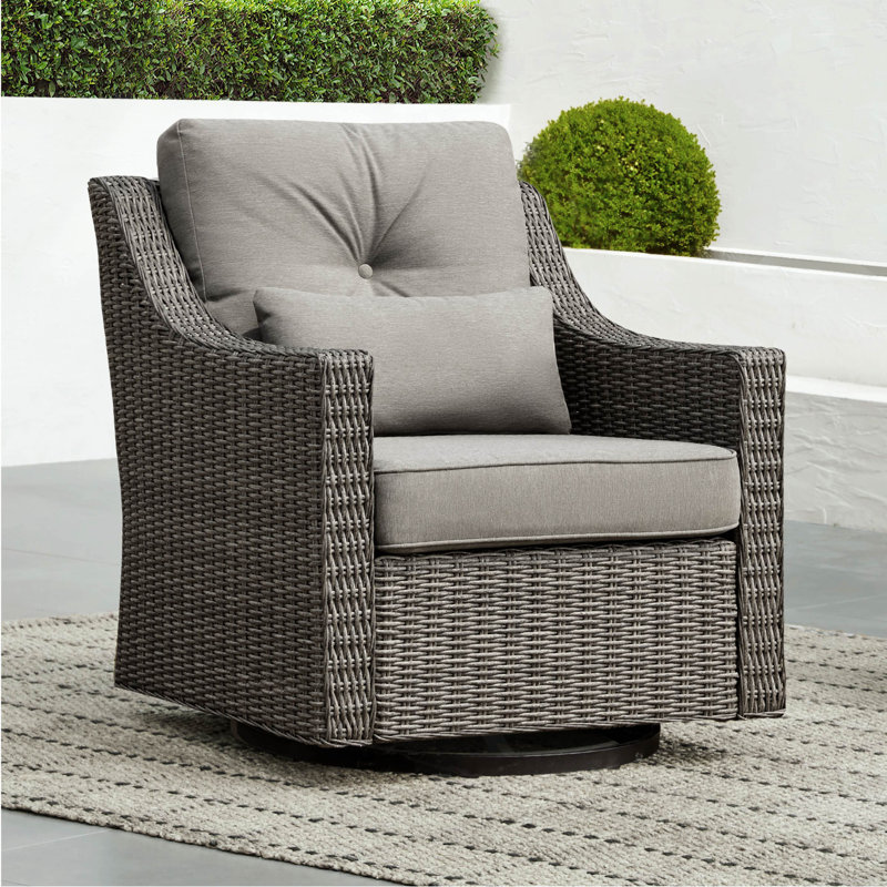 Fauteuil de patio pivotant avec repose-pieds Keaisha, Gris brunâtre / gris