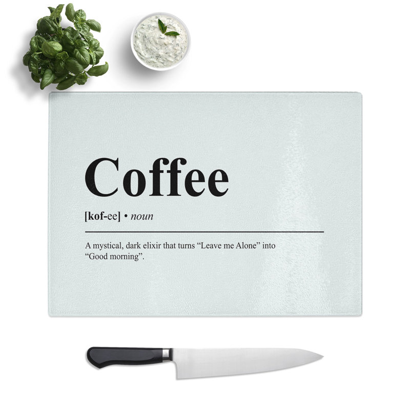 Dictionary Coffee Typography Chopping Board, 0.4cm H x 28.5cm W x 39cm L