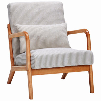 Accent Chair, Arm Chair With Pillow, Upholstered Reading Chair With Solid Wood Frame