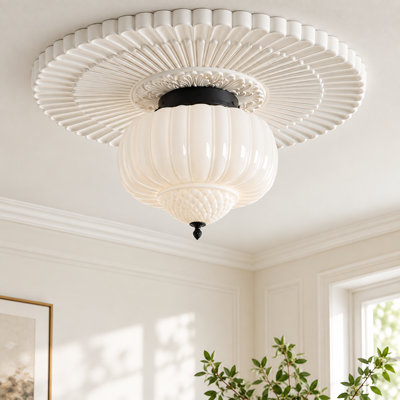 Milk Glass Semi Flush Mount Ceiling Light