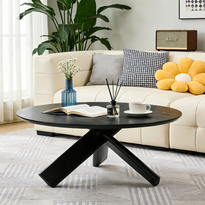 Pelaga 40" Round Coffee Table For Living Room, Mid Century Modern Wood Coffee Table