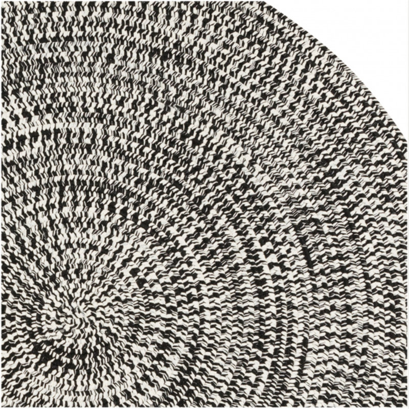 Tapis intérieur / extérieur en tweed noir et blanc Longe, Rond 11 pi