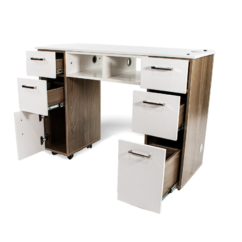 Bureau manucure Seneca, Gris / bois