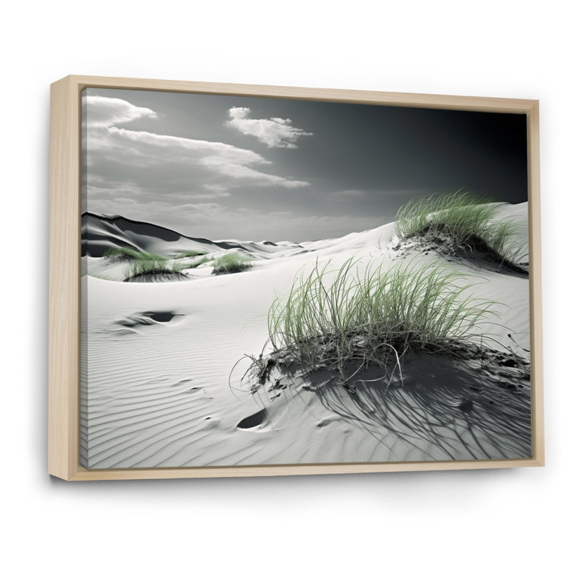 Beach Dunes Grass II, reproduction d'art sur toile, H 12 po x l 20 po x P 1 po, Cadre flottant brun