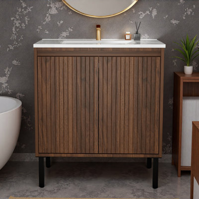 30 Inch Bathroom Vanity With Sink, Floor - Standing Structure For Stability, Soft - Closing Drawers For Noiseless Operation