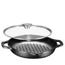 Prestige Cast Iron Appam Pan 26 CM, Duel Handle Appam Pan with Glass Lid  with