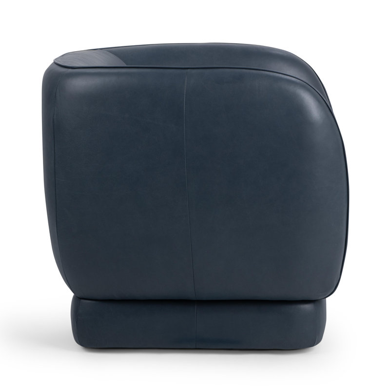 Rinner Leather Swivel Club Chair, Mystic Navy Genuine Leather