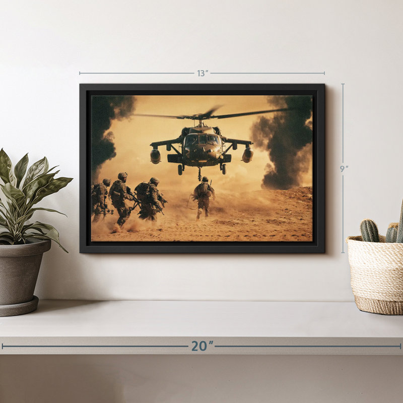 Militaire «Art mural héliport», H 9 po x l 13 po
