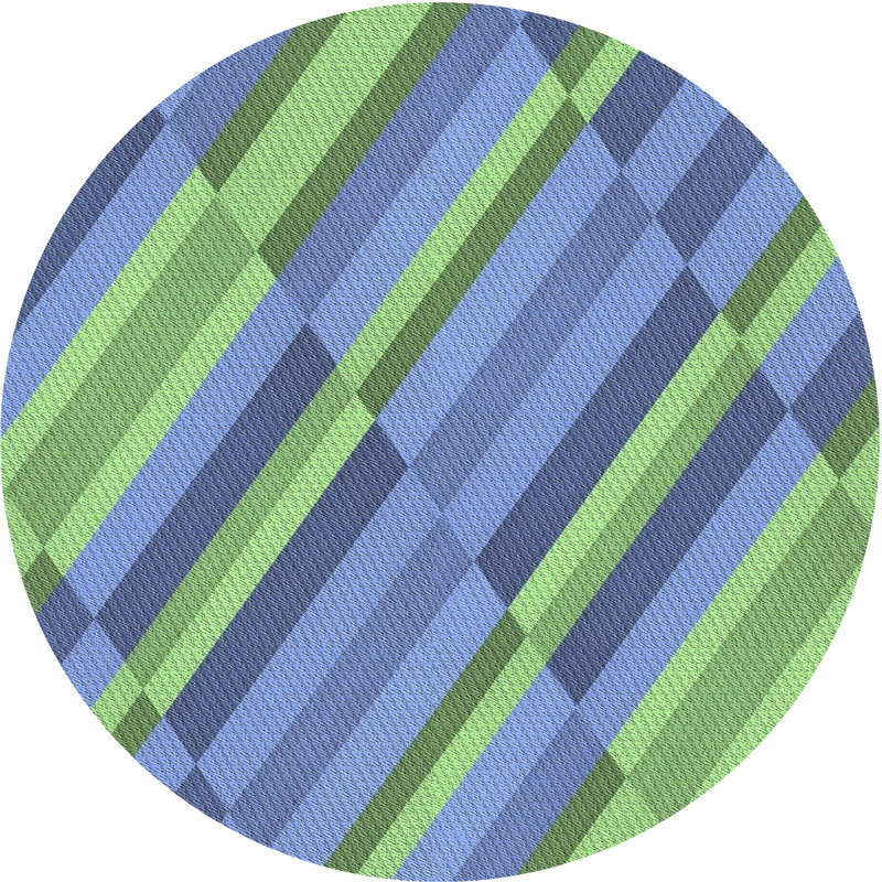 Tapis bleu/vert tissé à la machine, Rond 3 pi