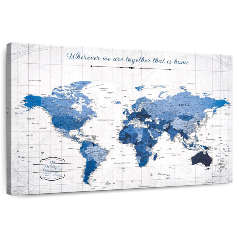 Carte du monde personnalisée avec punaise où que nous soyons III, H 20 po x l 30 po, Oui