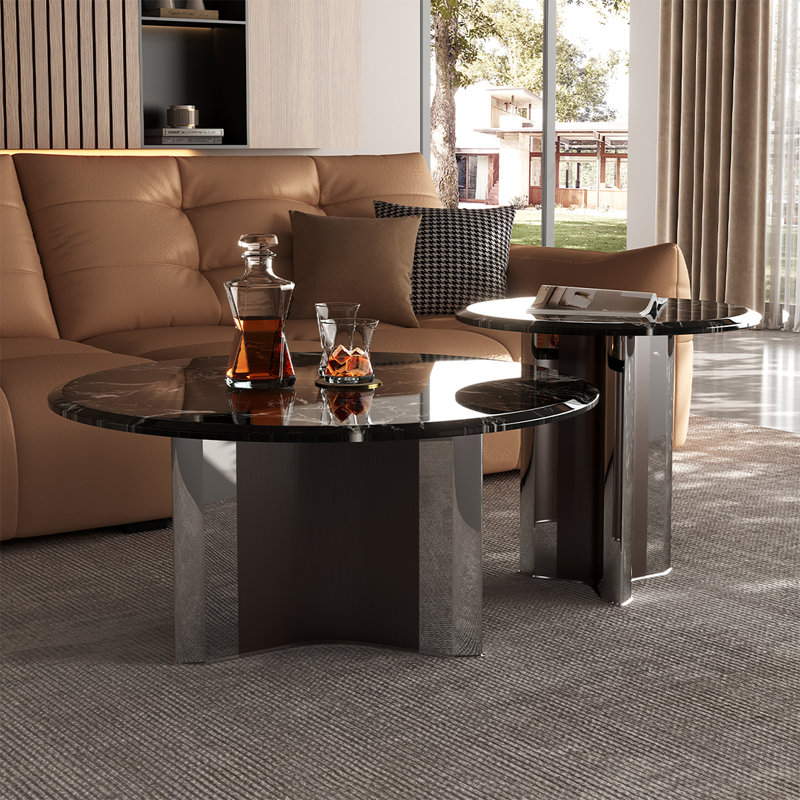 Modern round marble coffee table