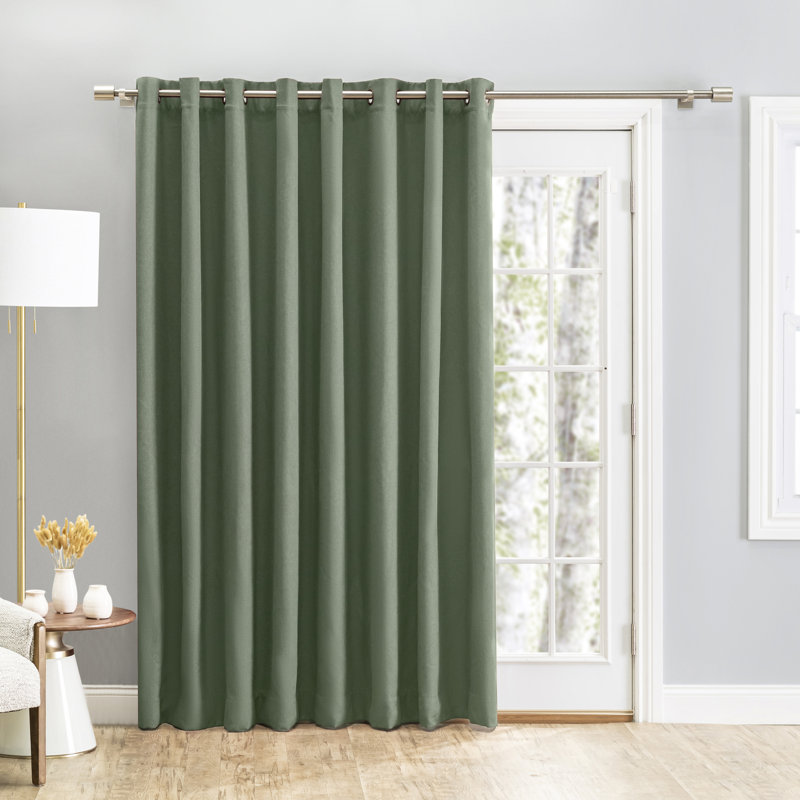 Tickmacrevan Premium Textured Thermal Blackout Double-Wide Patio Panel w/ Grommets, Woodland Green