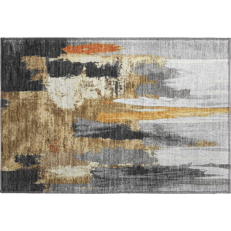 Premium Machine Washable Mouton Abstract Rug, Rectangle 1'8" x 2'6"