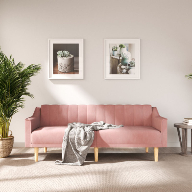 Keesa Cotton Sofa Bed, Pink Wood
