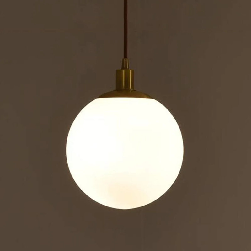 Opal Clouded Glass Globe Pendant Light - Modern Vintage Hanging Lampshade for Kitchen and Dining Room