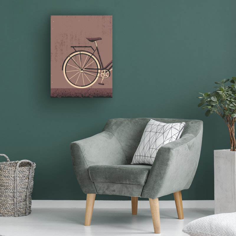Art rétro sur toile, vélo, H 19 po x l 14 po