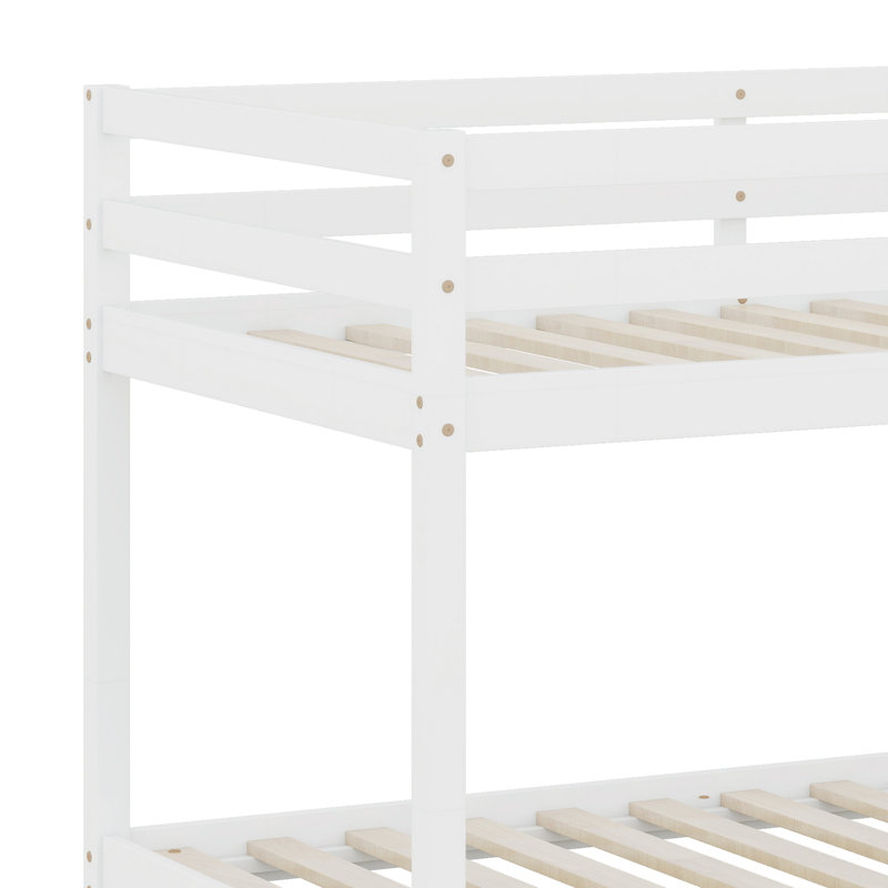 Lit superposé en bois massif avec échelle, Blanc