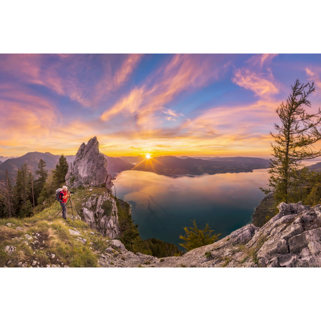 Fotograf bei Sonnenuntergang - Leinwandbild