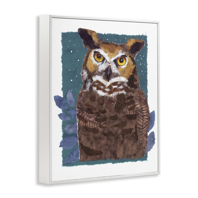 «Stern Owl», estampe numérique par Nancy Overton, Giclée encadrée blanc bord de mer, H 20 po x l 16 po