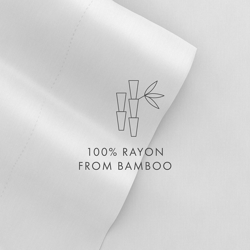 Sheet Set 100% Rayon From Bamboo Silky Soft Bedding, King Sheet Set with 2 Pillowcases, Light Gray