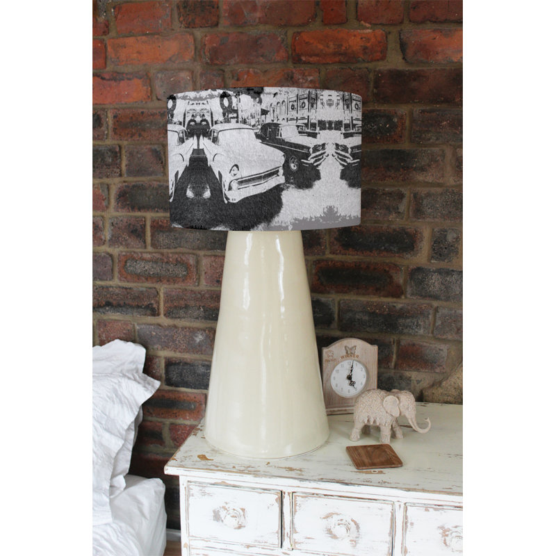 Drum Cotton Lamp Shade ( Uno ), 22cm H x 25cm W x 25cm D, Black