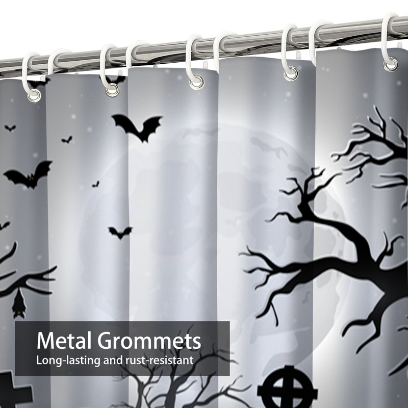 Rideau de douche avec 12 crochets Halloween, L 72 po x l 72 po