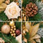 Couronne de Noël 24 po pour porte d'entrée avec feuille d'or et pomme de pin artificielle pré-éclairée avec boules
