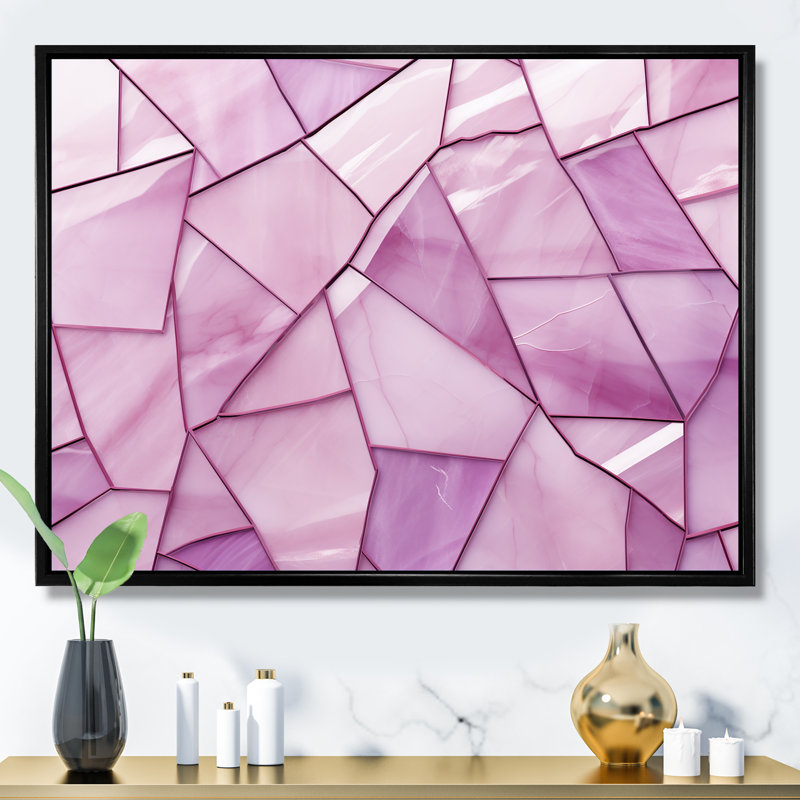 Collages de roses tranquilles - Collages abstraits, art mural, Cadre flottant noir, H 34 po x l 44 po x P 1,5 po