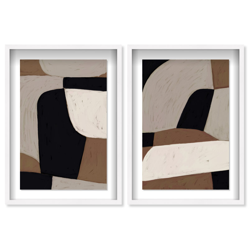 All The Way Set Shadowbox Abstract Print by Oliver Gal, Black Frame, 10 x 15, 17.5"H x 25.5"W, White Shadowbox