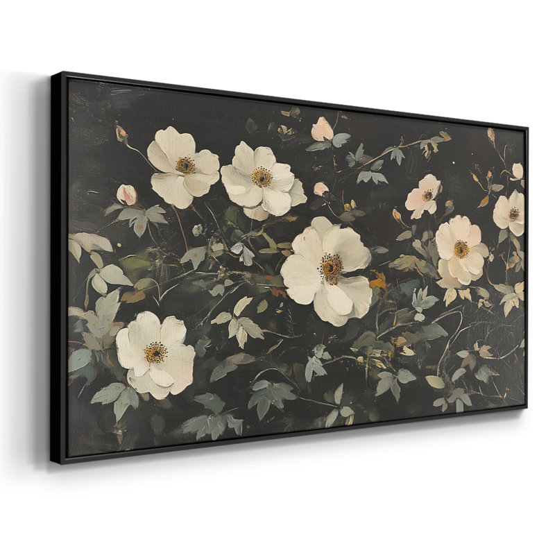 Botanical Series-CECXIX- Toile tendue avec châssis tendue, prête à être accrochée, Noir, H 21 po x l 41 po