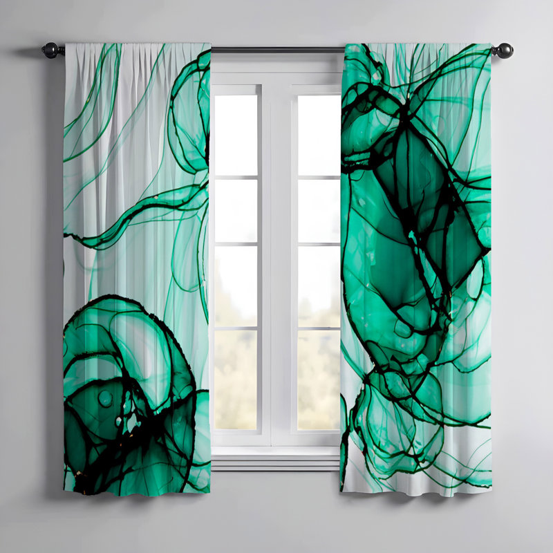 Paire de rideaux semi-transparents en polyester Elizaida, L 20 po x L 82 po