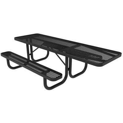COATEDOUTDOORFURNITURE 8Ft Rect Picnic Table, Expanded, Black, 1-Side ADA