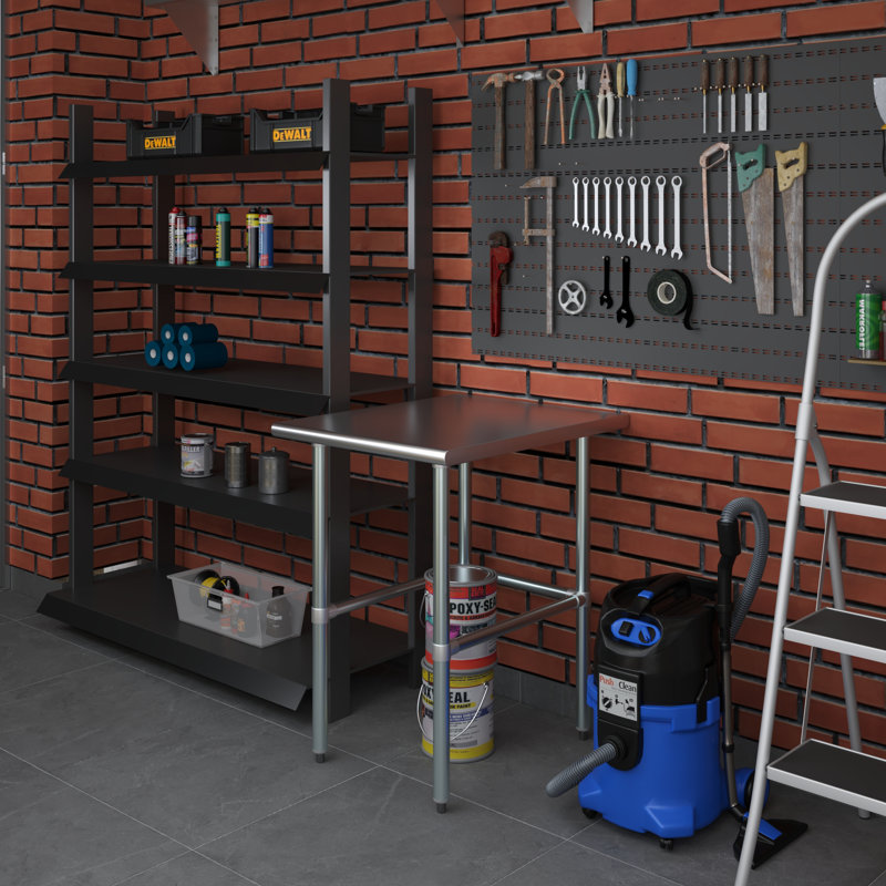 Table de travail en acier inoxydable, H 35 po x L 24 po x L 30 po