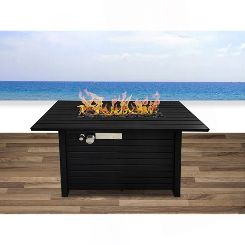 Table de foyer d'extérieur au propane en acier 24 po avec couvercle