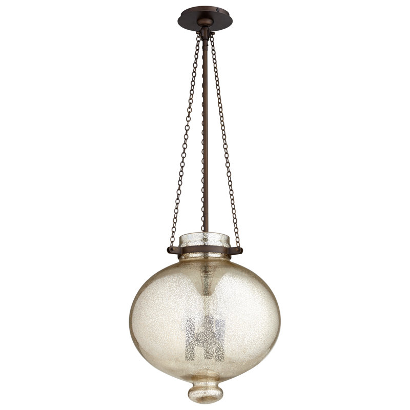 Lustre 3 lumières Cydney, Bronze huilé / verre mercurisé