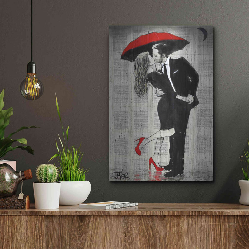 «The Kissing Rain» par Loui Jover, art mural en métal, H 16 po x l 12 po