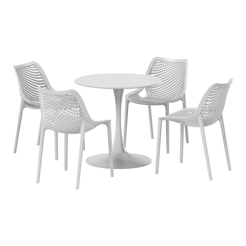 Ensemble repas extérieur pour 4 personnes, H 29 po x l 31,5 po x P 31,5 po, Gris, 4