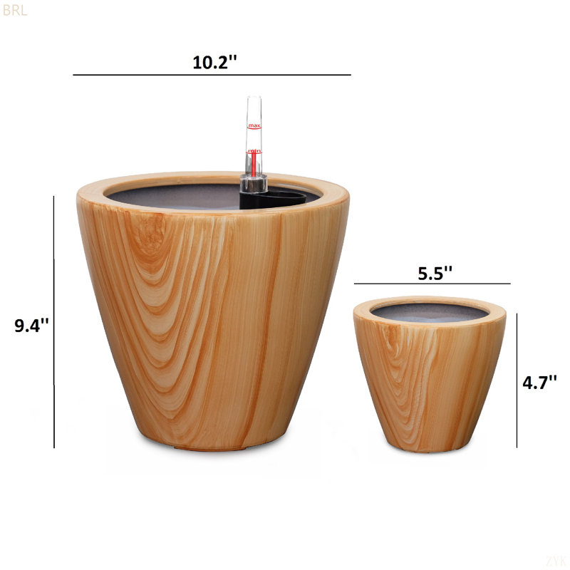 Ensemble de 2 pots à fleurs, Marron clair