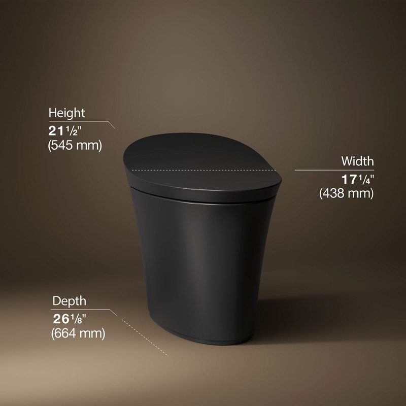 Veil™ Comfort Height Intelligent Skirted One-Piece Elongated Dual-Flush Toilet, Black