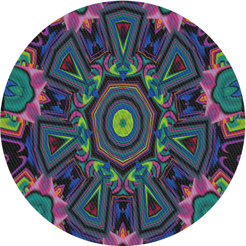 Tapis à tisser bleu/rose/noir, Rond 8 pi