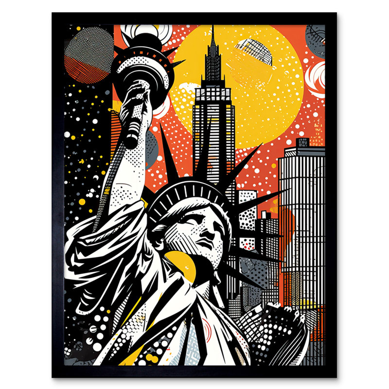 Adalay New York Collage Pop Comic Book Statue Of Liberty - Single Picture Frame Print