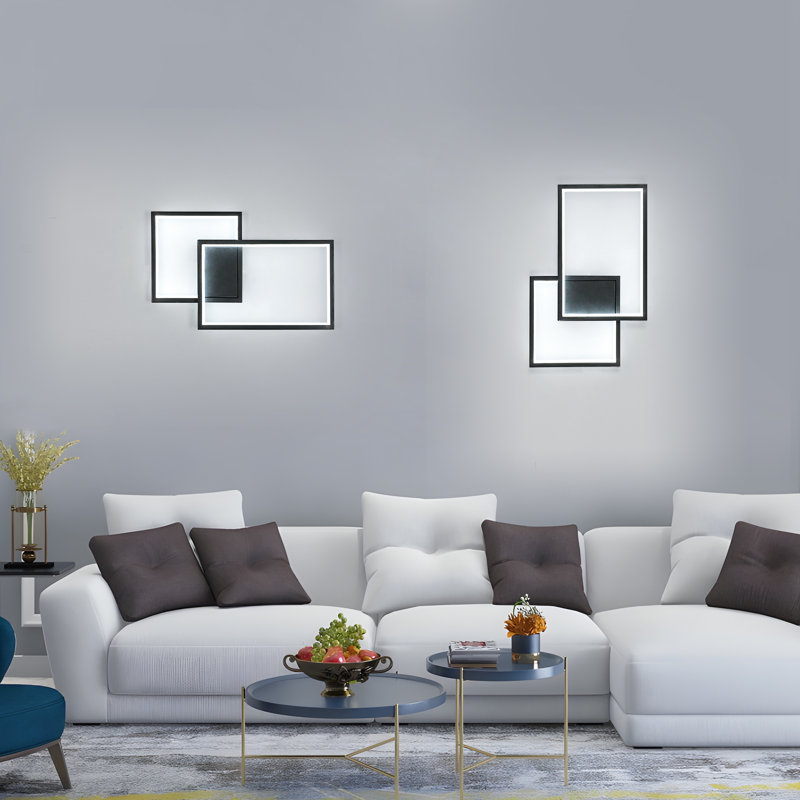 Simple 27cm Square Aluminum Wall Lamp Black