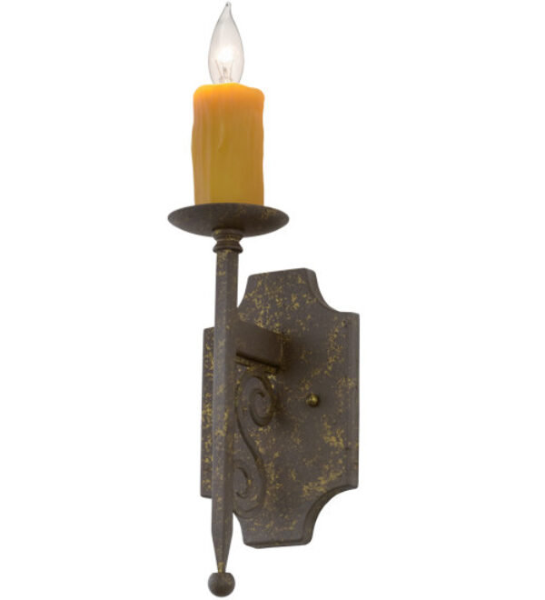 Toscano 1 - Light Candle Wall Light, Golden Verde Premium, No Shade