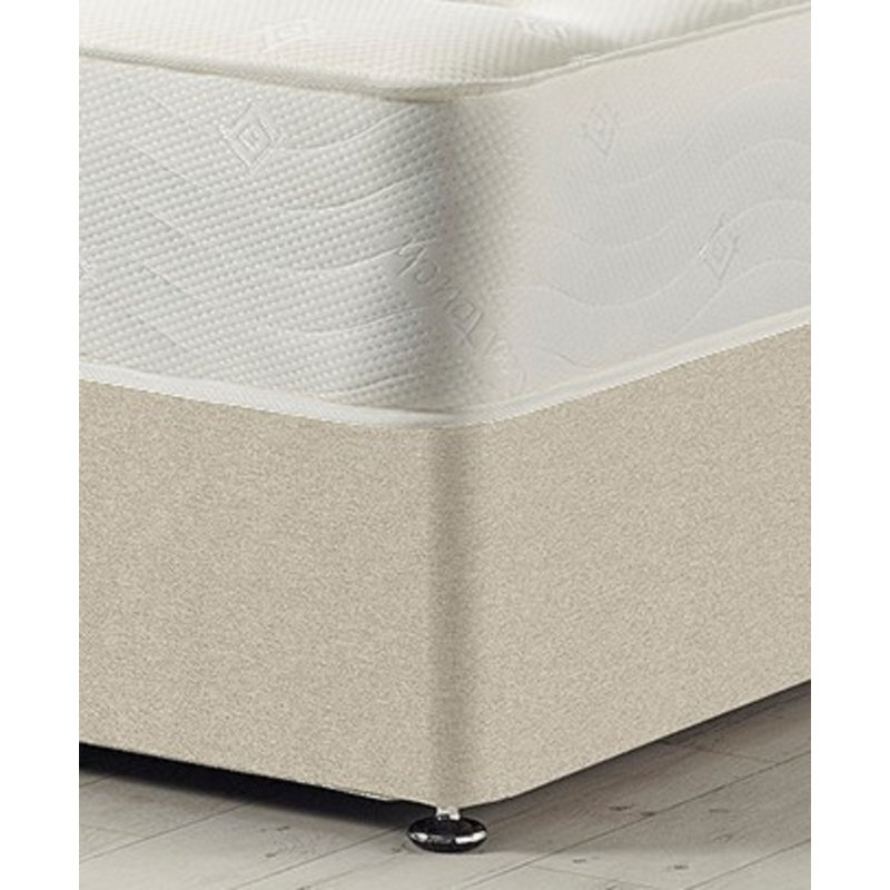 Faydra Tweed Fabric Solid Top Divan Bed Frame No Headboard, Natural, Double (4'6), 2 Drawers